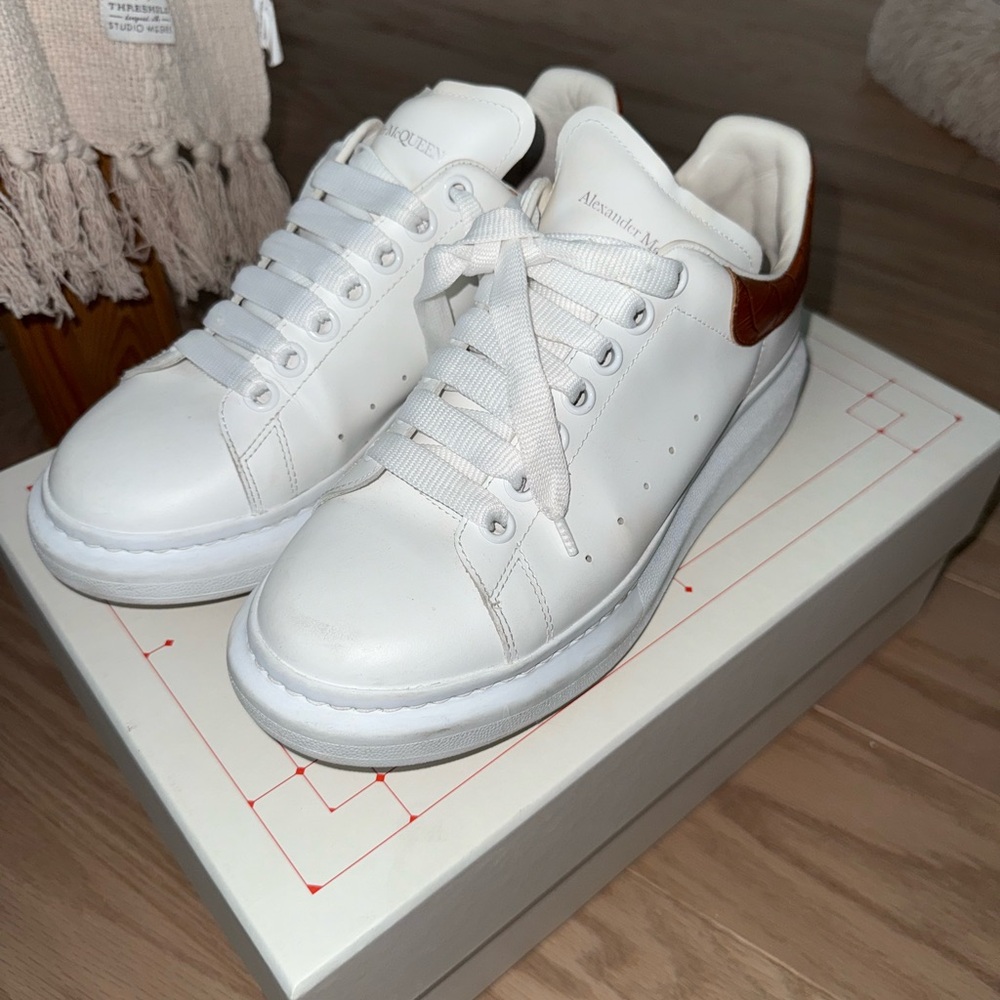 Alexander McQueen White and Brown Sneakers